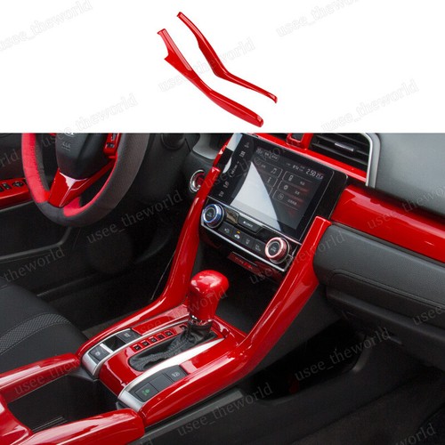 Red Interior Gear Shift Box Strip Cover Trim For Honda Civic 10th Gen 2016-2021 - Picture 22 of 48