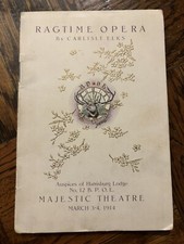 1914 Majestic Theatre Harrisburg, PA Ragtime Opera par Carlisle ELKS B.P.O.E 12