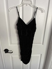 Windsor Dress Womens S Small Black Beaded Spaghetti Strap