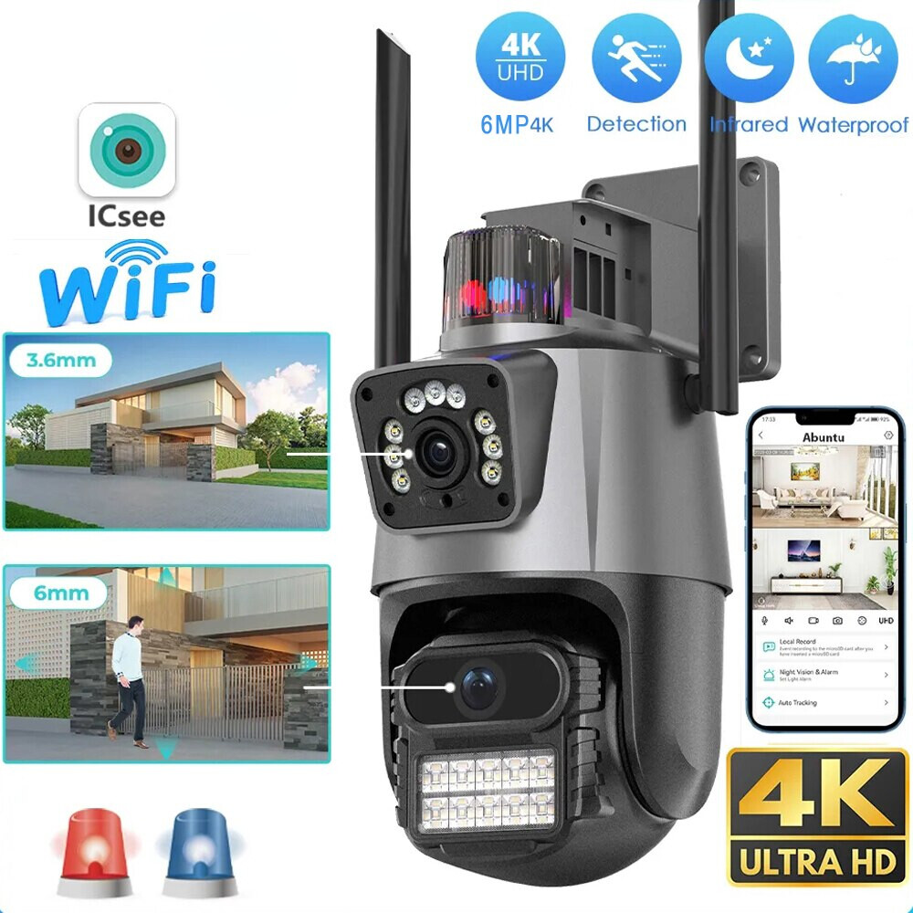 Telecamera IP WiFi 8MP 4K Esterna Fangxuee Con Rilevamento Umano, Audio Bidirezionale E Allarme Vocale – Impermeabile, Con ICSEE Cloud E SD