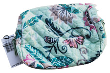 Vera Bradley Medium PVC  Cotton Cosmetic Makeup Case in Mint Flowers. NWT