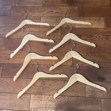 Kids Youth Wooden Clothes Hangers Natural Wood Color Set 8