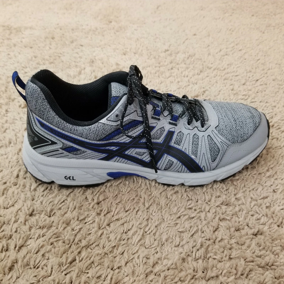 Asics Gel Venture 7 Running Shoes Men s size 13 Gray Black blue 1011A736