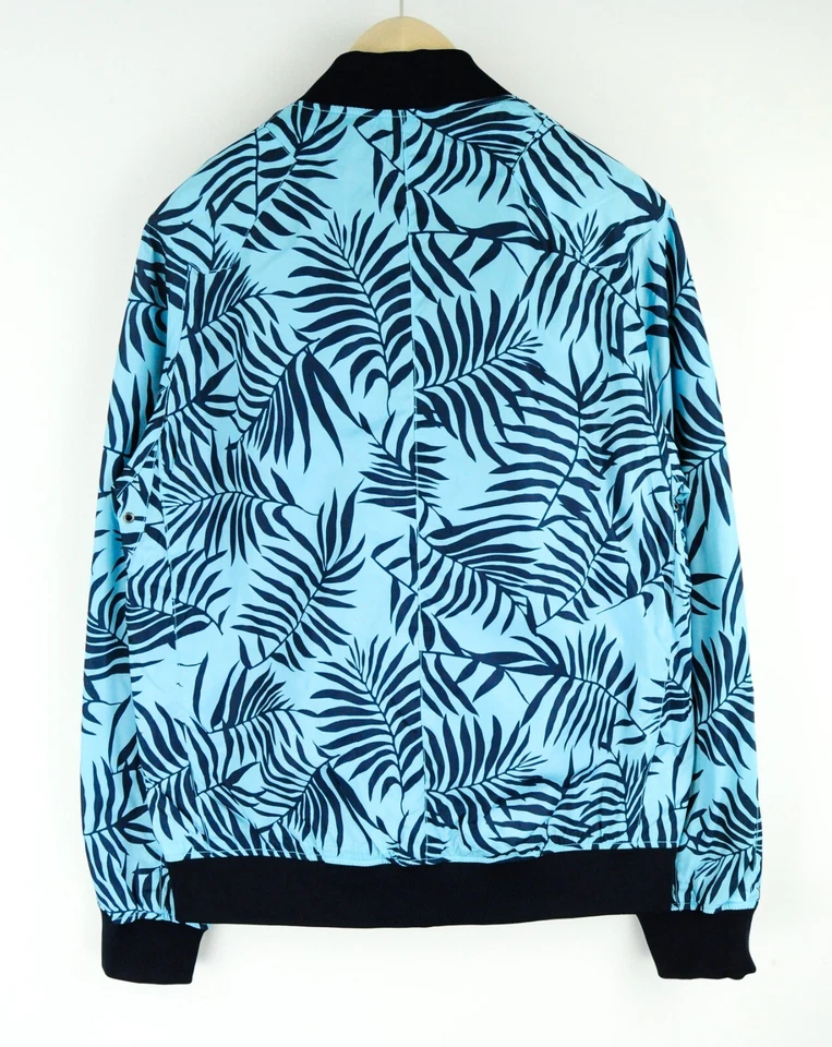 SCOTCH & SODA Men Jacket L Reversible Blue Patterned Cotton Linen - Image 2 of 4