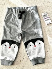 Baby Boy First Impressions Penguins Jogger Pants Gray Size 6-9 Months New