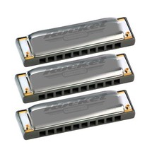 Hohner M2013 Rocket Harmonica, 3-pack