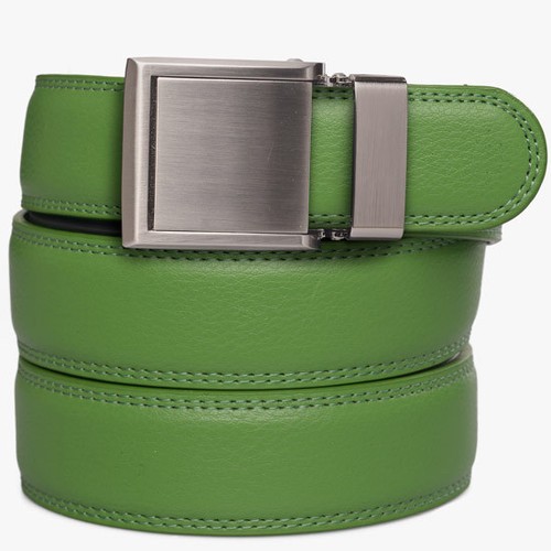 SlideBelts Factory Seconds Kids Green Leather Ratchet Belt - Picture 2 of 4