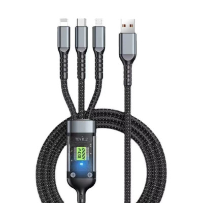 1,2m Multi USB Ladekabel 3in1 Typ-C Micro IPhone Kabel Huawei grau