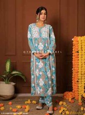 Green Modal Chikankari Straight Kurta Set Lucknow Chikankari Handcrafted Set