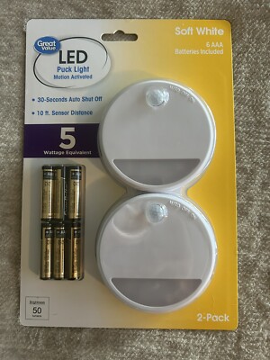 Great Value Puck Light-Motion Detected-10ft sensor distance-30 seconds shut off