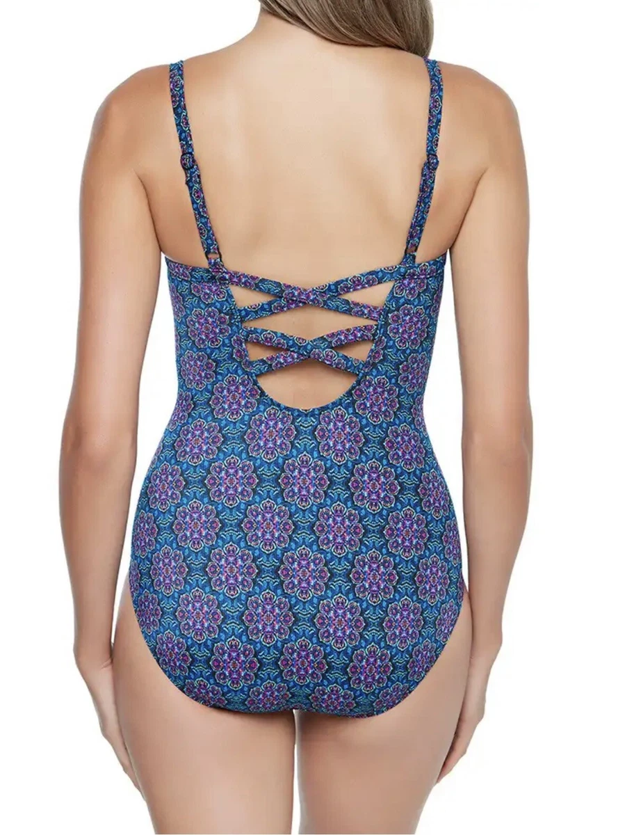 Blue tummy deals control swimsuit