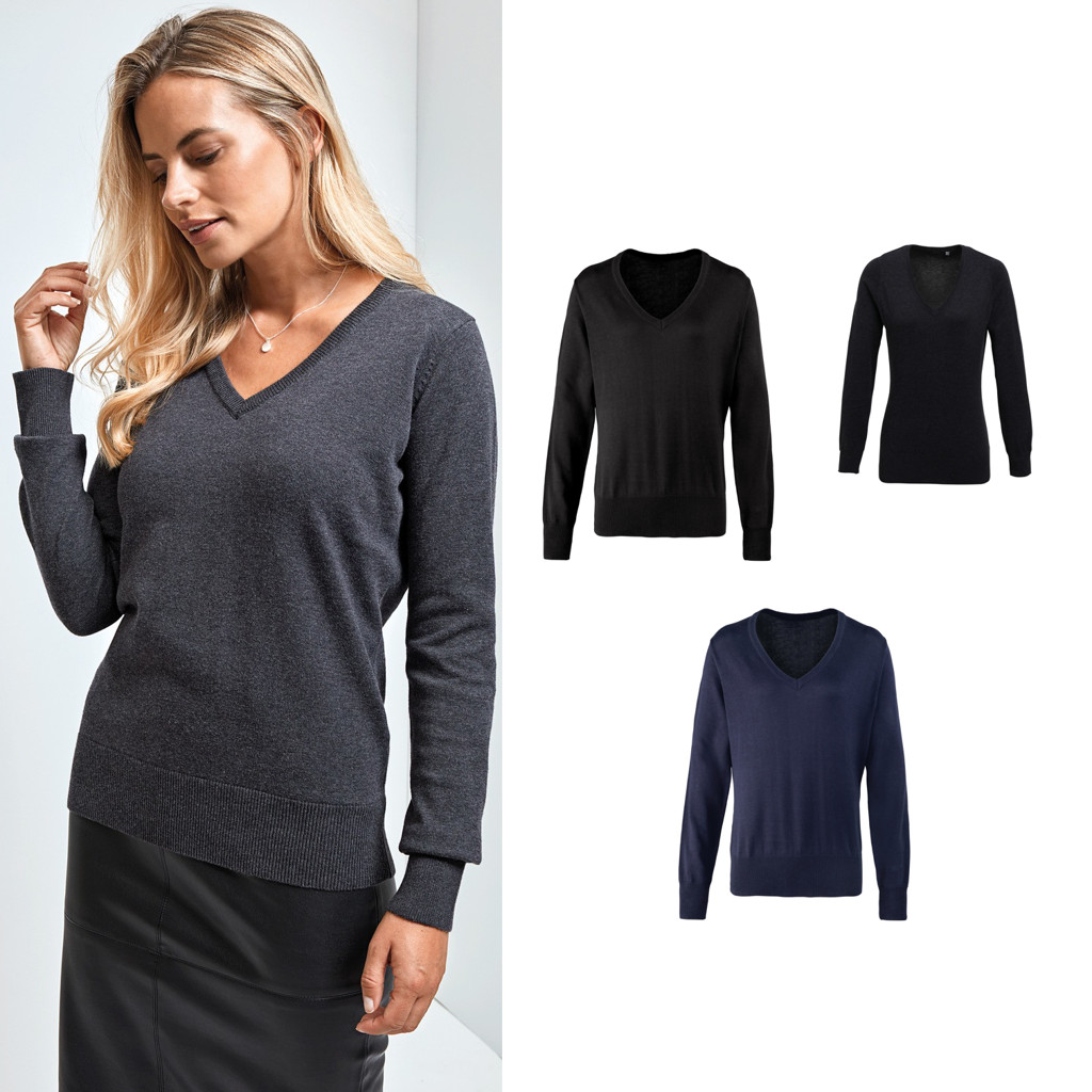 Premier mujer v-neck jersey de punto (pr696) - damas casual formal oficina desga