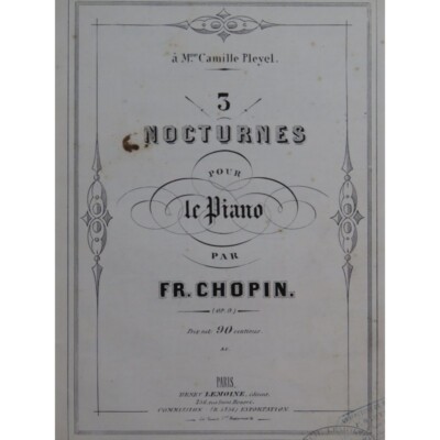 Chopin Frederic Three Nocturnes Op 9 Piano ca1860