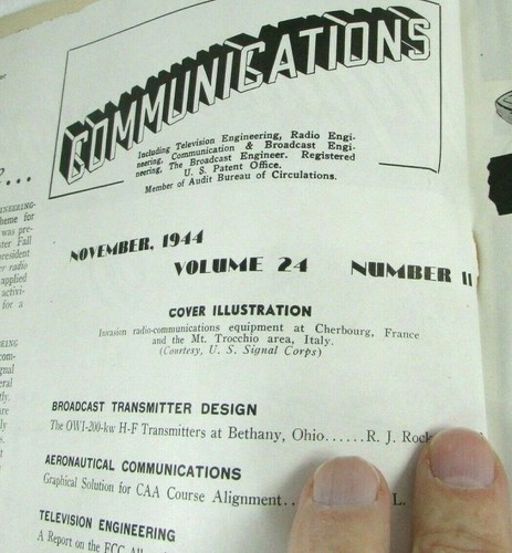 Communications Magazine Nov 1944 Vol 24 No 11 WWII Cover Field Radio electronics - Picture 4 of 12