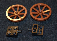 2 4x4 Wagon Wheels Reddish Brown W Black Axle Bricks New Lego Parts 