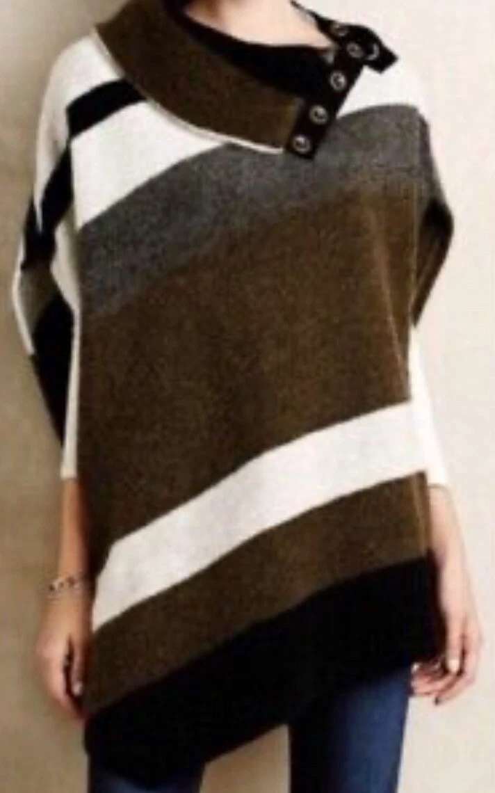 Anthropologie Wool BOHO Poncho Career Women's Large