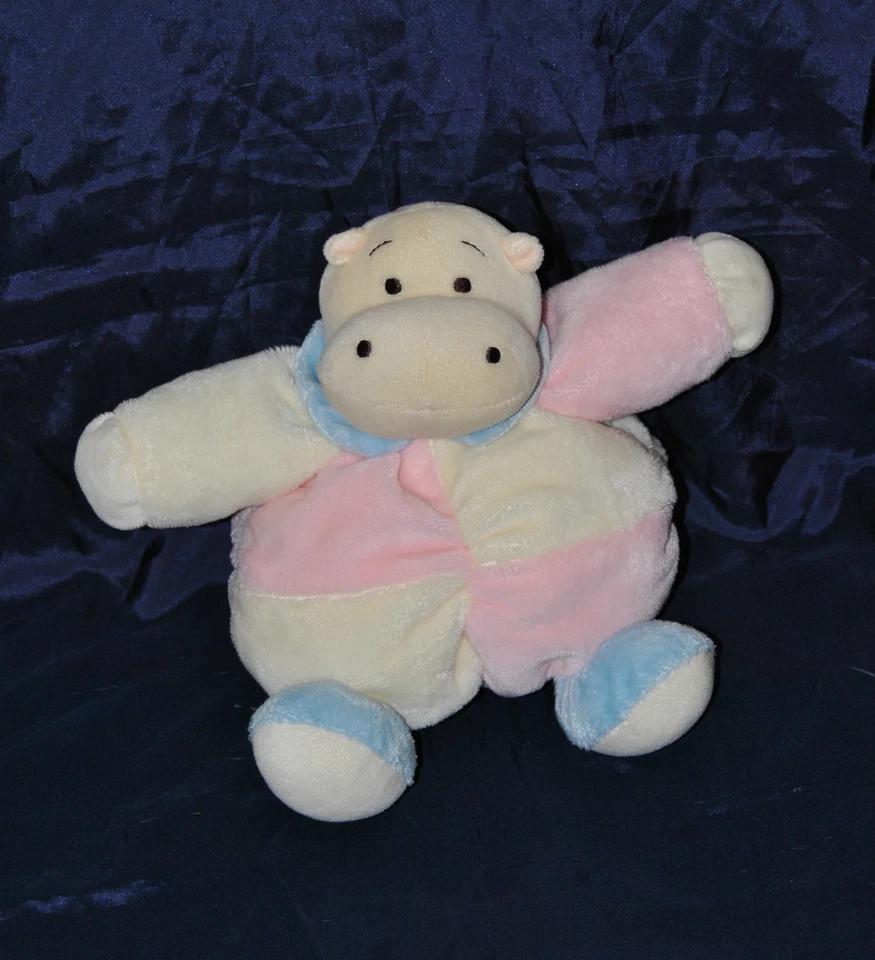 🍀Peluche Doudou Hippopotame PRIMARK Play et Learn Jaune Rose Bleu Hochet 17 Cm - Photo 1/1