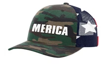 Heritage Pride USA Merica Mesh Back Trucker Hat Army/American Flag