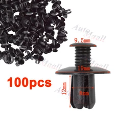 100 X Fit 8mm Hole Car Body Plastic Rivets Fastener Fender Bumper Push Pin Clips