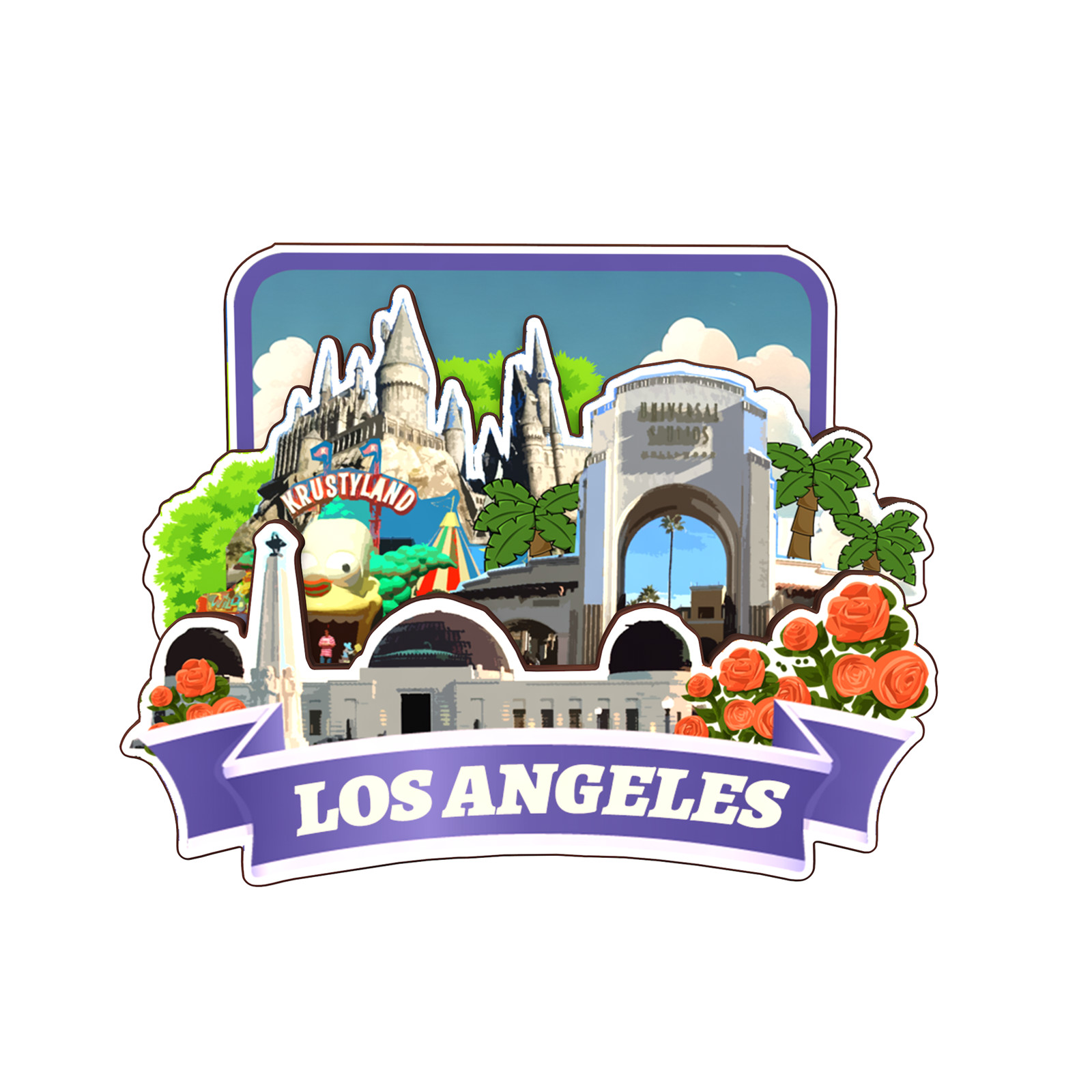 Los Angeles California USA Refrigerator magnet 3D travel souvenirs wood