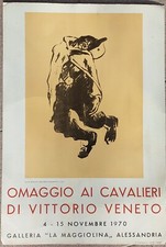 Cartello Mostra Cavalieri di Vittorio Veneto -  PIetro Morando Alessandria 1970