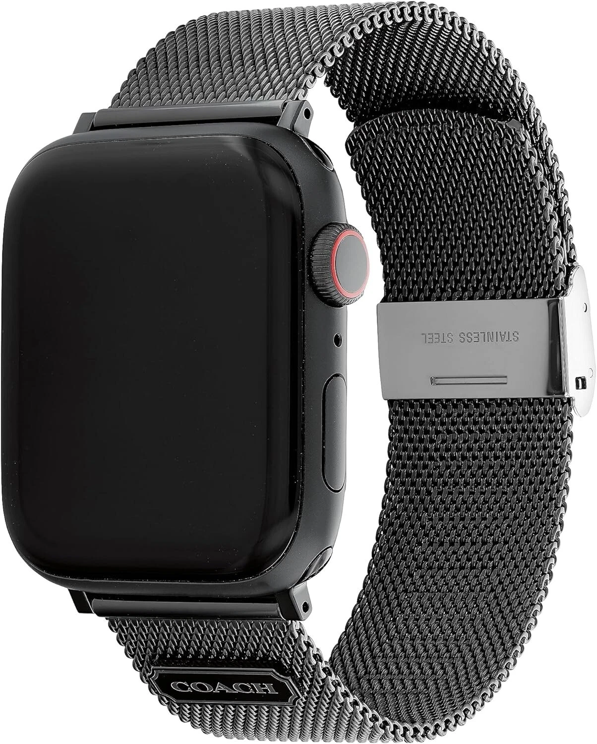 Coach 38 40 mm nastro di ricambio rete IP nero acciaio inox per Apple Watch