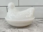 Vintage HAZEL ATLAS  Milk Glass HEN ON NEST, Trinket, Candy Dish