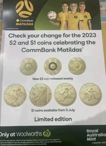 Woolworths Coloured 2 Coins Matilda Australian Womens 50 OFF Woolworths Coloured 2 Coins Matilda Australian Womens 50 OFF