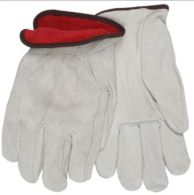 MCR SAFETY Cold Weather Cowhide Leather Fleece Lined Warm Winter Insulated Work Gloves MED