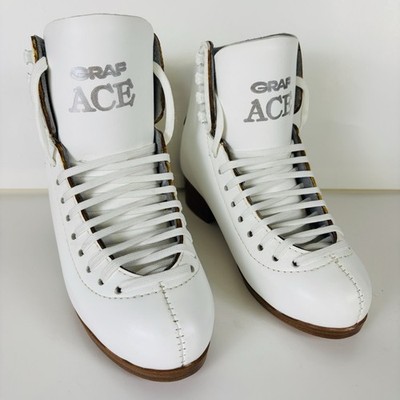 Graf Ace White Leather Ice Figure Skating Boots Junior size 2.5 Super Nice