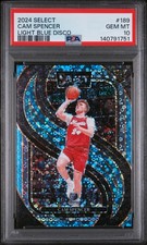 2024 PANINI SELECT LIGHT BLUE DISCO #189 CAM SPENCER ROOKIE RC 68/99 PSA 10