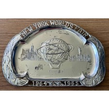 Vintage 1964 1965 New York World's Fair Unisphere Souvenir Tray Metal Dish 6.5"