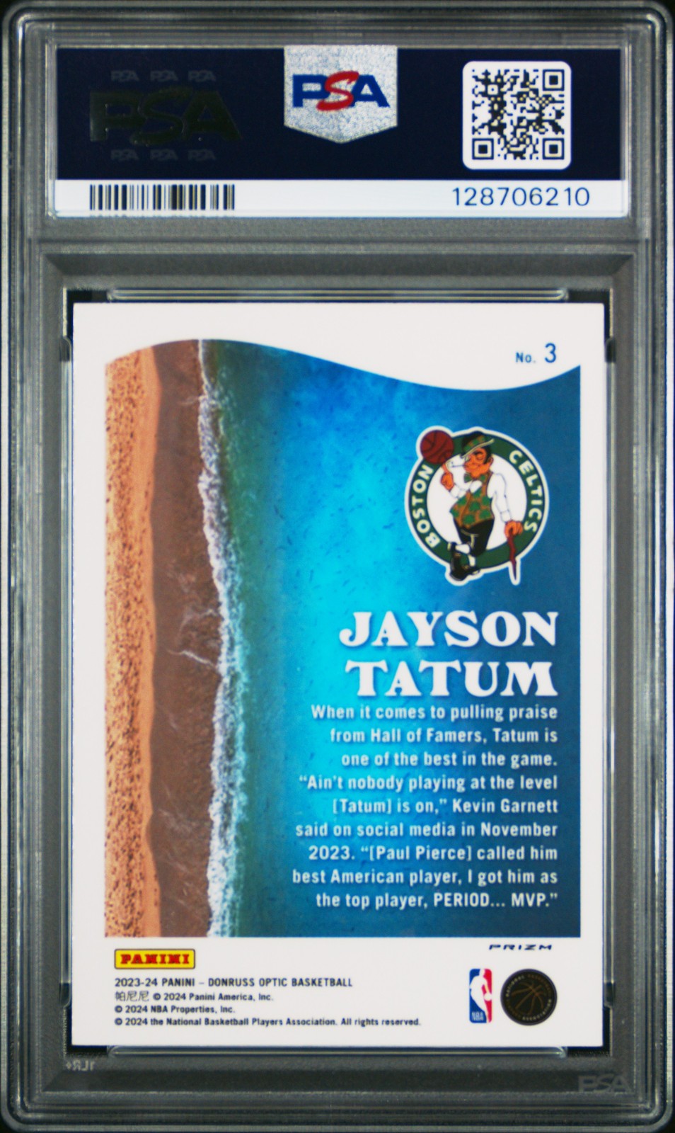 2023 PANINI DONRUSS OPTIC SPLASH PURPLE #3 JAYSON TATUM PSA 10 view 2