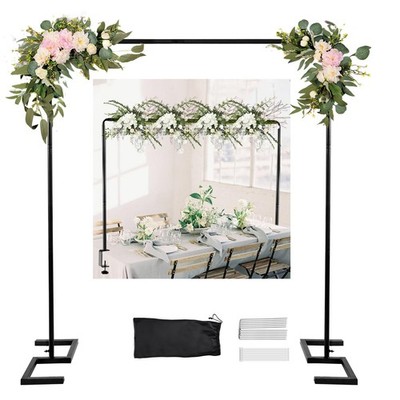 8.2 FT Wedding Arch Rectangle Stand Square Backdrop Stand, Extra Clamps to Ta...