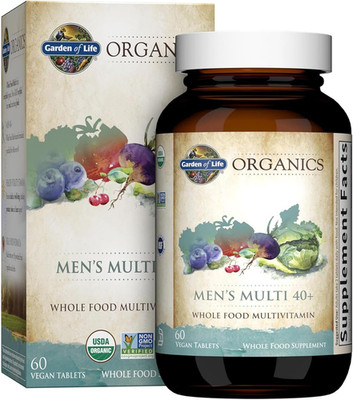 Organics Whole Food Multivitamin for Men 40+ 60 Tablets Vegan Certified Organic