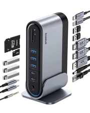 Baseus 17-in-1 Docking Station, 3 Monitors with 3 * 4K HDMI, 7 USB, 1000Mbps