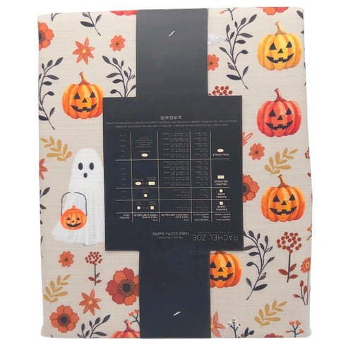 Rachel Zoe Autumn Floral Pumpkin Ghost Halloween Tablecloth 60x84in Oblong - Picture 11 of 12