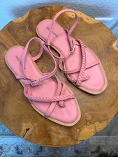 Free People Sunny Days Pink Leather Braided Strappy Sandals Women's Sz 6.5