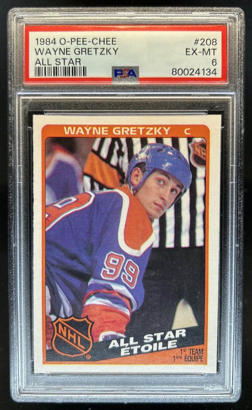 1984-85 O-Pee-Chee Wayne Gretzky All-Star #208 Oilers PSA 6