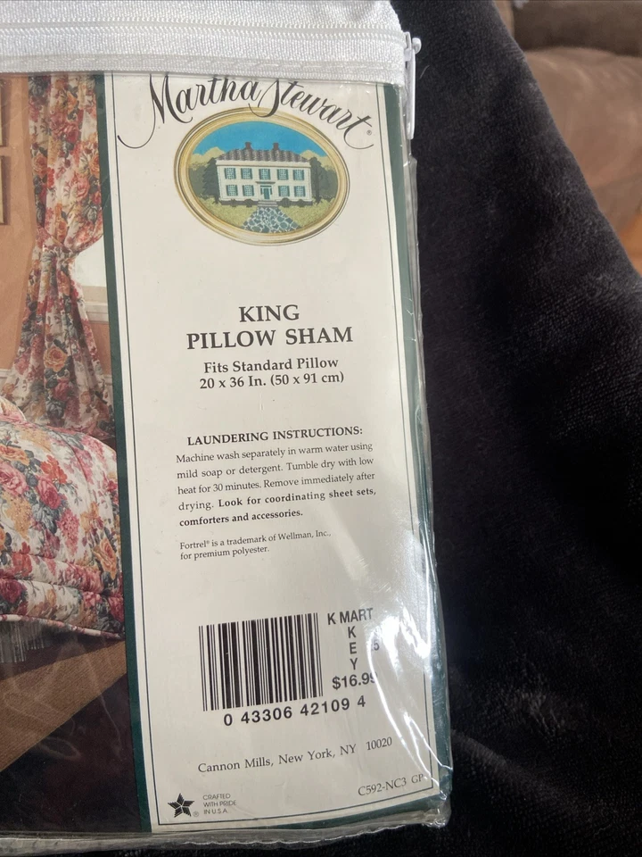 Antique Martha Stewart King Size Pillow Sham Floral 20 X 36 Inch - Изображение 3 из 4