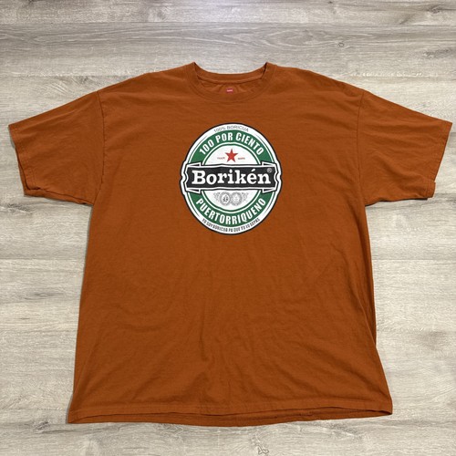 Boriken Shirt Puerto Rican 100 Por Ciento Brown Men's 2XL Tee
