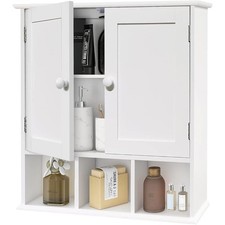 Bathroom Wall Cabinet Over Toilet Organizer Adjustable Shelf Durable MDF Storage