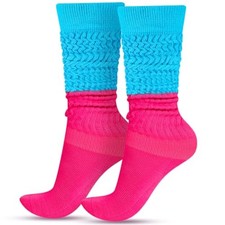 Geyoga Neon Slouch Socks,80s 90s Neon Women's Leg Warmers Extra Rose,neon Blue