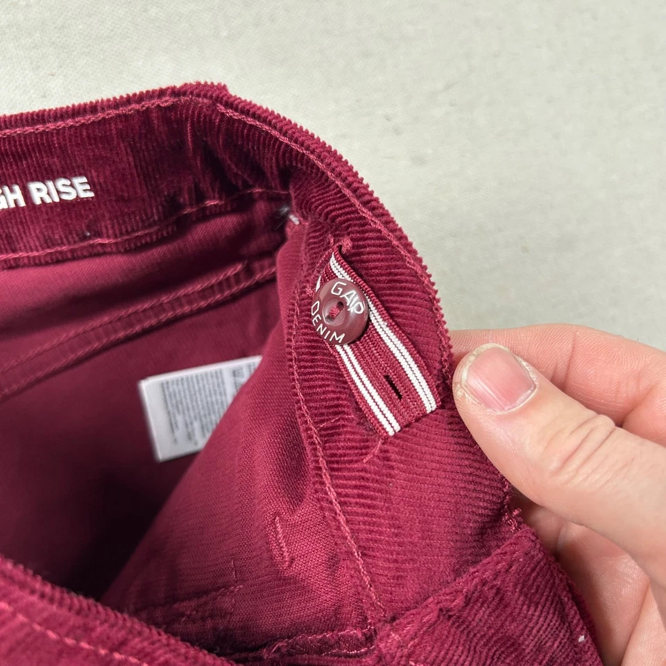 Pantalones de Pana Gap Gilrs 14 Años 70 Acampanados Tiro Alto Botón Mosca Granate Borgoña Campana Foto 4 de 4