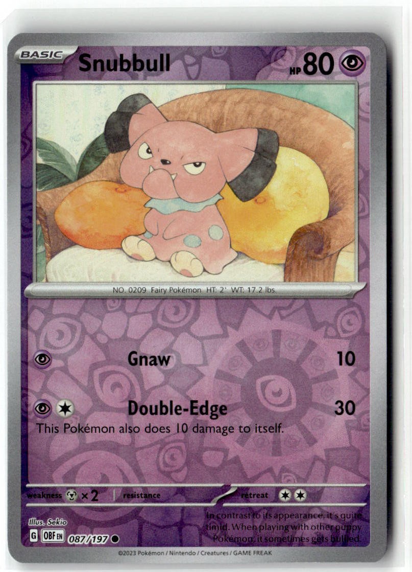 Snubbull 087/197 Common Obsidian Flames Pokemon Reverse Holo NM/M