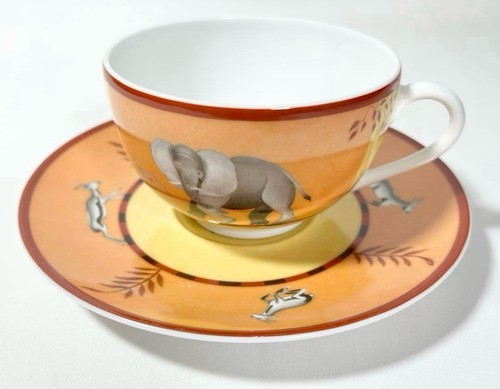 Hermes Africa Series Tea Cup Saucer Orange Porcelai Brand Saucer 5.5" New - Picture 2 of 12