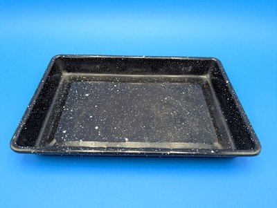 Old 1940's Black White Speckled Shallow 1.5'' Small 7x11 Antique Bars Bake Pan