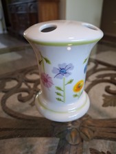 Vintage JI Japan Floral Toothbrush Holder Ceramic 1979s Original Sticker