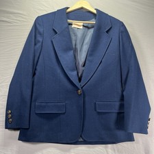 Vintage Pendleton Blazer Womens 10 Navy Blue Virgin Wool Single Button Preppy
