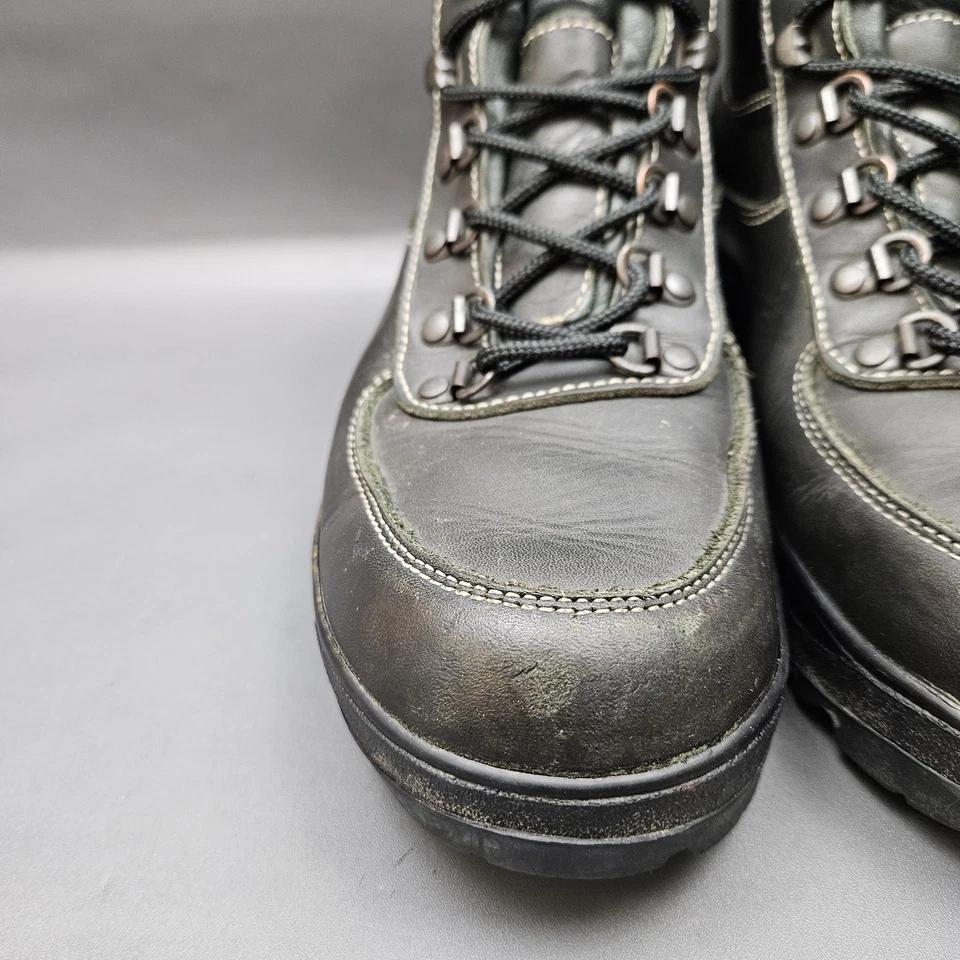 Botas AKU McKinley Masculinas Tamanho 7.5 Couro Preto Médio Caminhada Vibram Montanhismo - Imagem 4 de 4